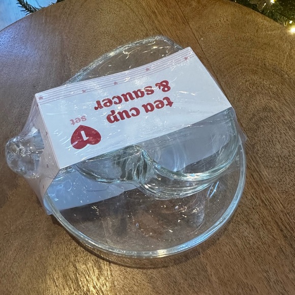 Target playground dollar spot heart shaped mug coffee tea glass saucer Valentine - Picture 4 of 10